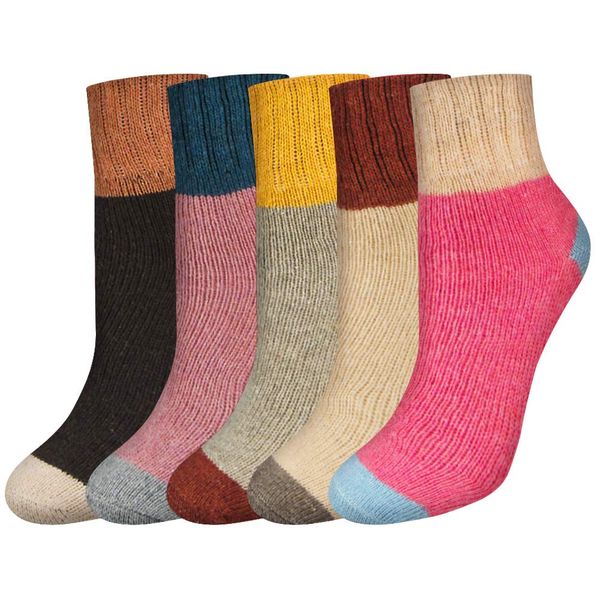 Men Women Autumn And Winter Thermal Mid-calf Wool Socks - 5 Pairs