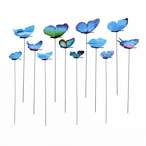 Garden Decoration Outdoor 3D Simulation Butterfly Stakes 12 Set