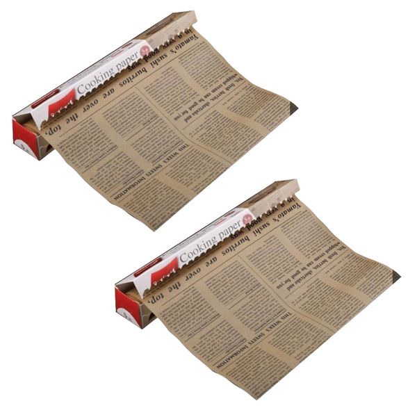 Kitchen Multiuse Newspaper Style Greaseproof Food Paper Roll - Set of 2 (5m)