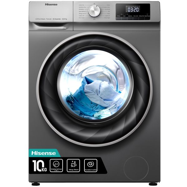 Hisense 10Kg /6Kg Washer Dryer with Allergy Steam System -Titanium Silver