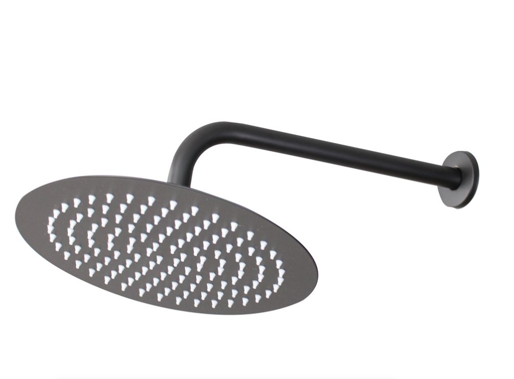 Matte Black Round Shower Head with 40cm Arm Set