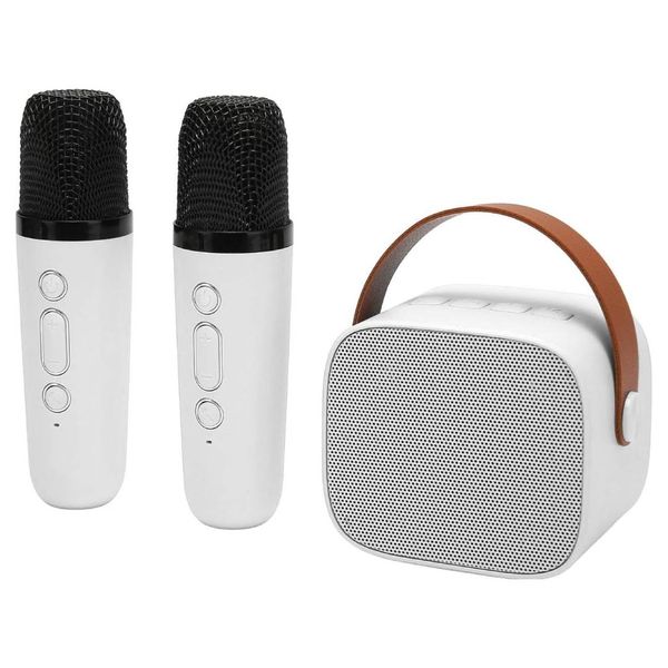 Portable Bluetooth Wireless Karaoke Speakers with 2 Microphones - White