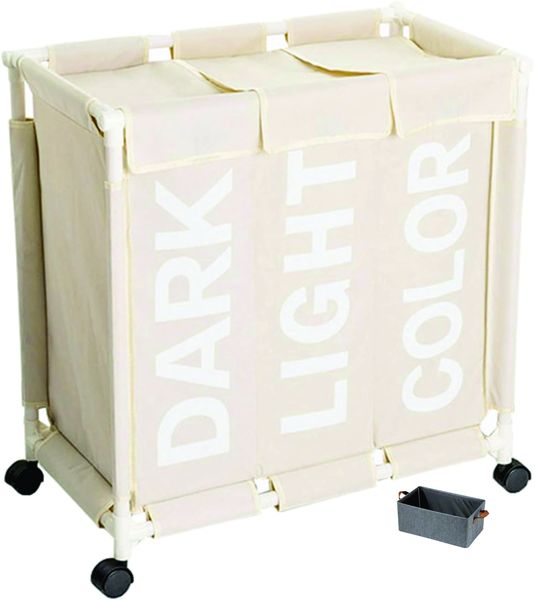 Laundry Basket With Removable Lid 74 cm x 76cm x 39cm Waterproof Wheel Bin