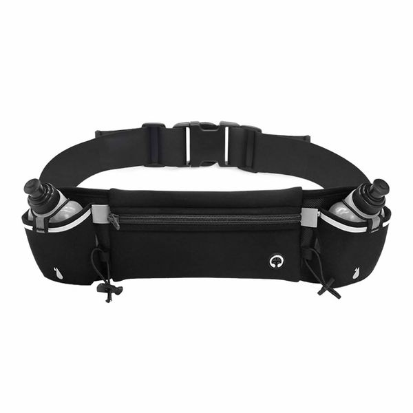 Running Belt with 2 Pieces Water Bottle,Waist Bag Fanny Water Bottle Holder