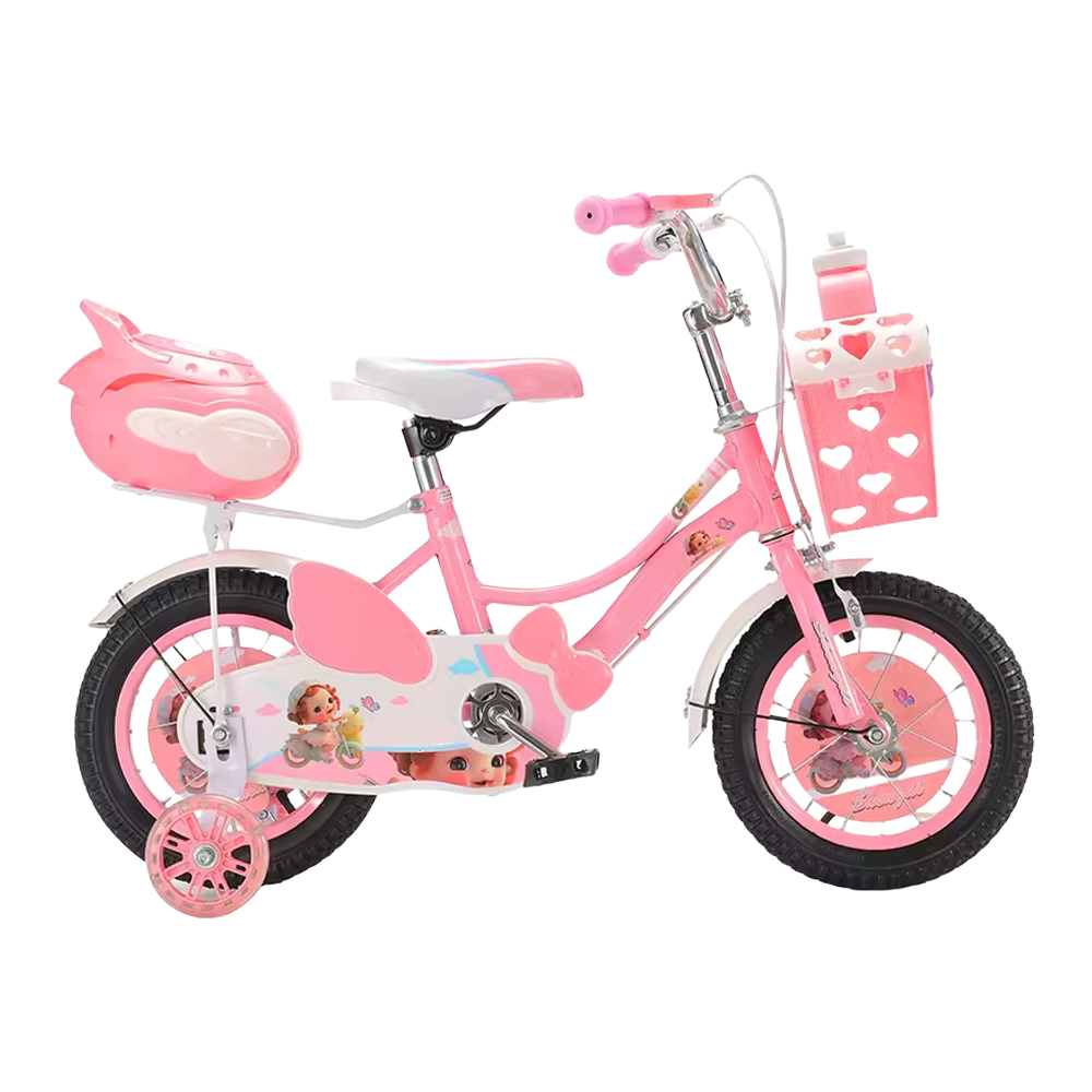16in Girls Bike with Training Wheels Basket with Bell Children Bicycle