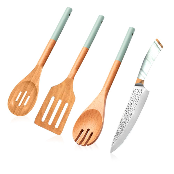4-Piece - Naturally Non-Stick Cooking Utensil Set with Carving Knife Set