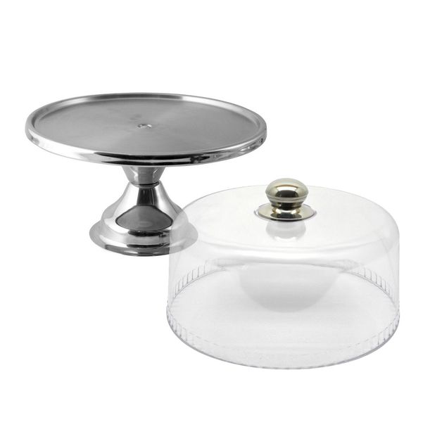 Elegant Steel Cake Stand + Acrylic Cake Dome - Combo