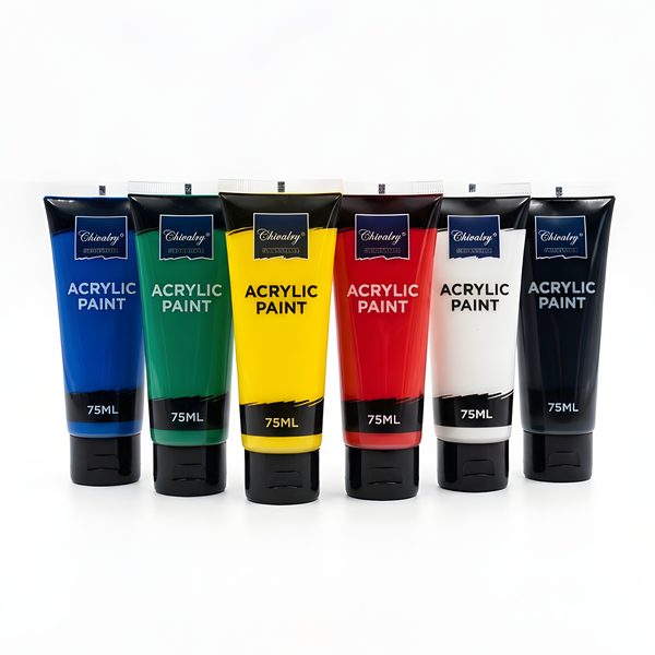 Artists Acrylic Paint Set: 6 Vibrant Colors, 75ml Tubes