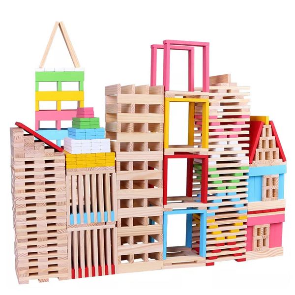 150 Pieces Creative Wooden Building Blocks Kids Construction Play Toy WT-19