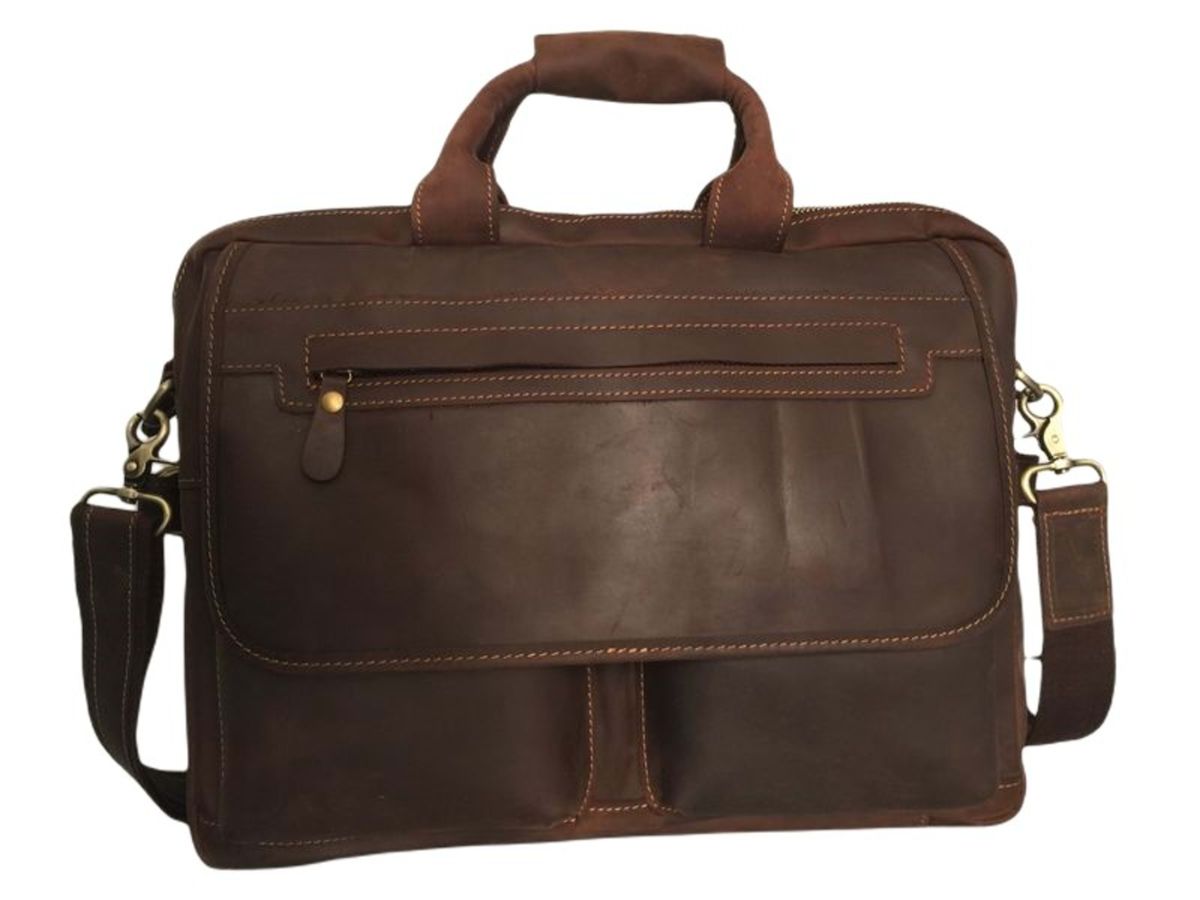 Double Zipped Genuine Leather Laptop Bag | Shop Today. Get it Tomorrow ...