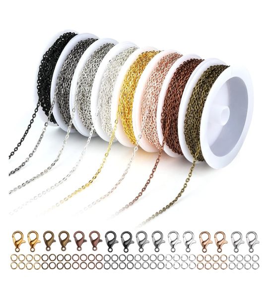 8 Colors 9.84ft Jewelry ChainsDIY Jewelry Accessories For Necklace, 2mm