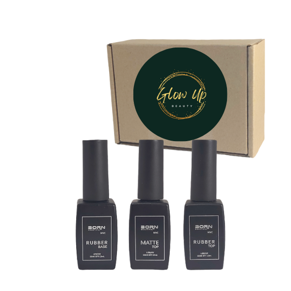 Glow Up UV LED Rubber Base,Top &amp; Matt Top Coat - Set of 3