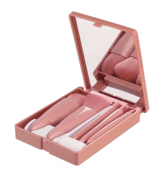 5 Piece - Convenient Makeup Brush Set - Pink
