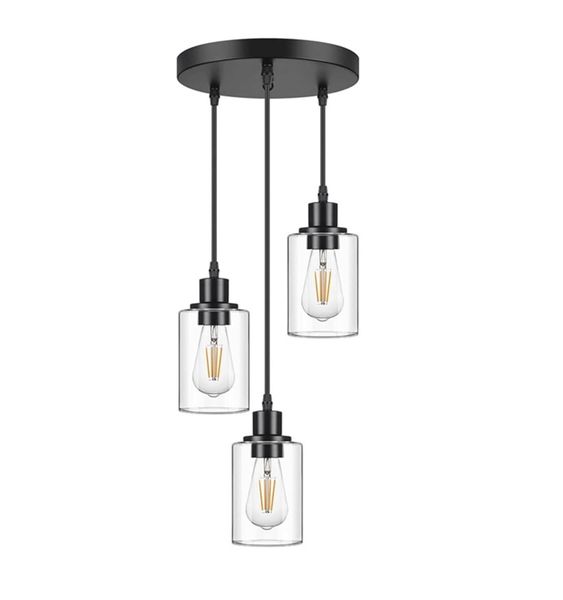 Modern Adjustable 3-Lights Cluster Glass Shade Chandelier -MRUL