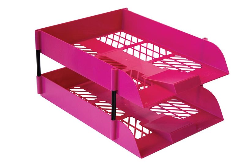 Treeline Desk Letter Tray Set 2 Tier - Hot Pink