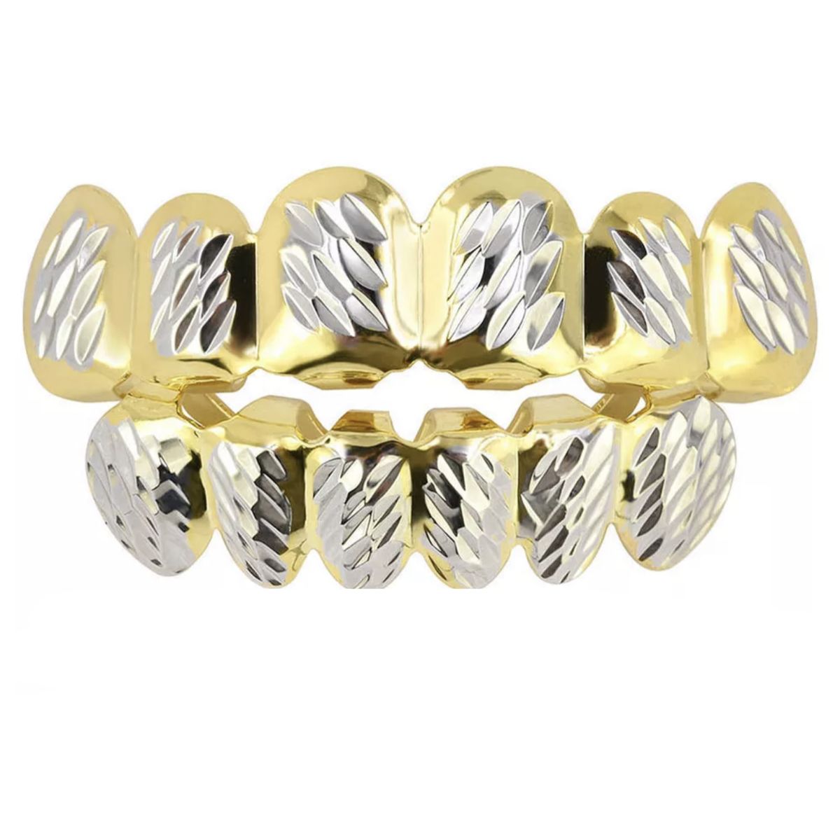S & C Hip Hop Diamond Cut Silver and Gold Teeth Grillz Buy Online in