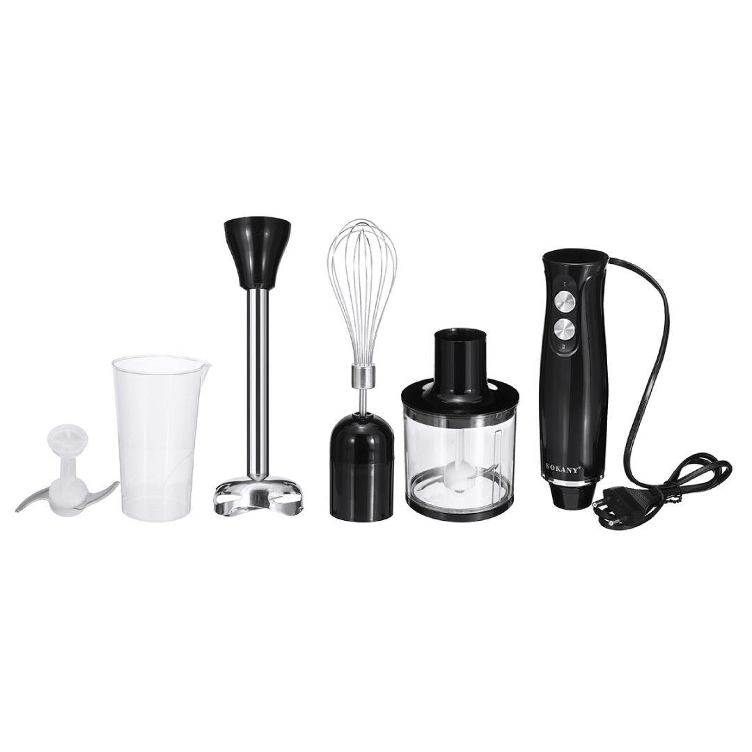 Sokany 4in1 Stick Blender 2 Speed with Chopper Egg Whisk Beaker 500W