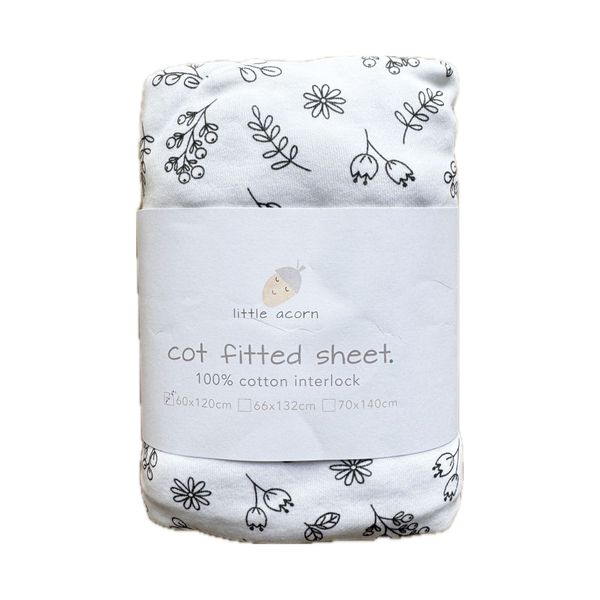 little acorn | Floral Cot Fitted Sheet 60x120cm