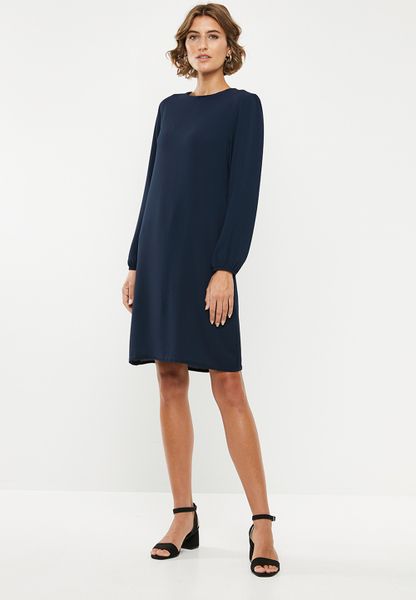 Women's Edit Balloon Sleeve Shift Dress - Navy