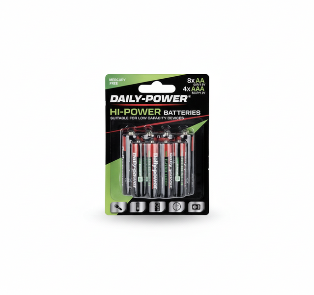 Daily Power Alkaline Batteries 8 AA R6 + 4 AAA R03