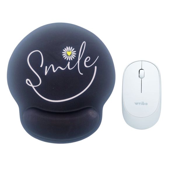 Ergonomic Smile Mouse Pad and Wireless Mouse