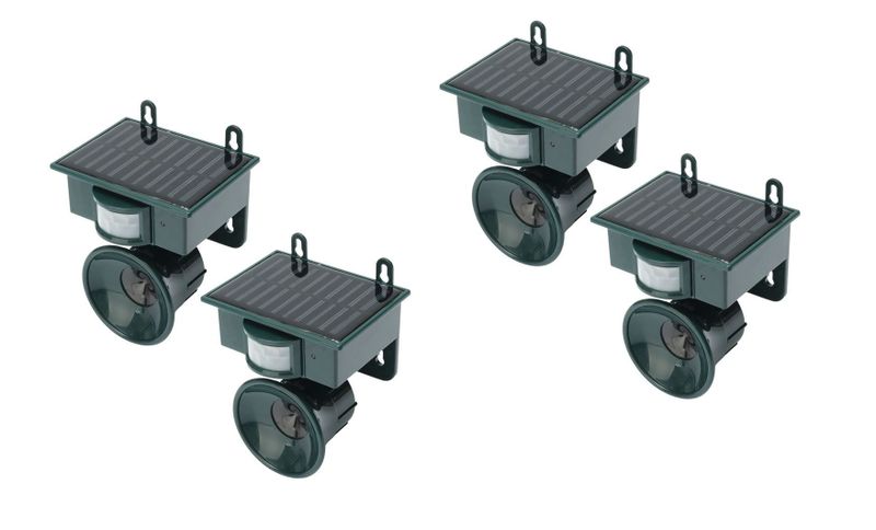 Set of 4 Ultrasonic Solar Powered Bird Repeller Pest Control