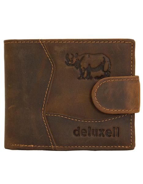 Deluxell GX-W328 Genuine Leather Bifold Rhino Clip Closure with Box