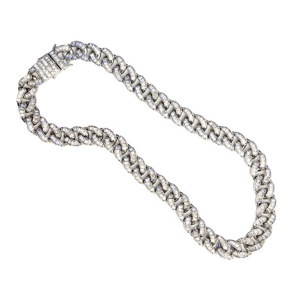 Chunky Cuban Baguette CZ Diamond 15mm Necklace - Silver
