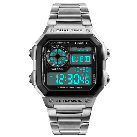 Skmei 1335 Old School Chronograph Stainless Steel Digital Watch