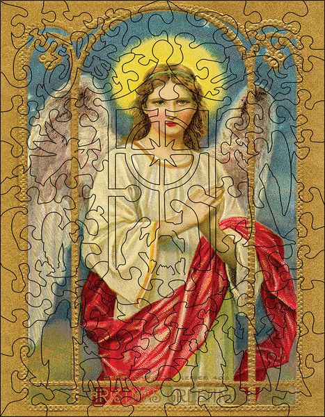 Christmas Postcard: Angel Greetings - 88 pieces wooden puzzle