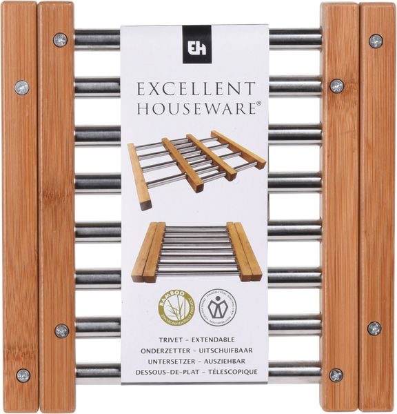 Excellent HousewareTrivet Bamboo &amp; Stainless Steel
