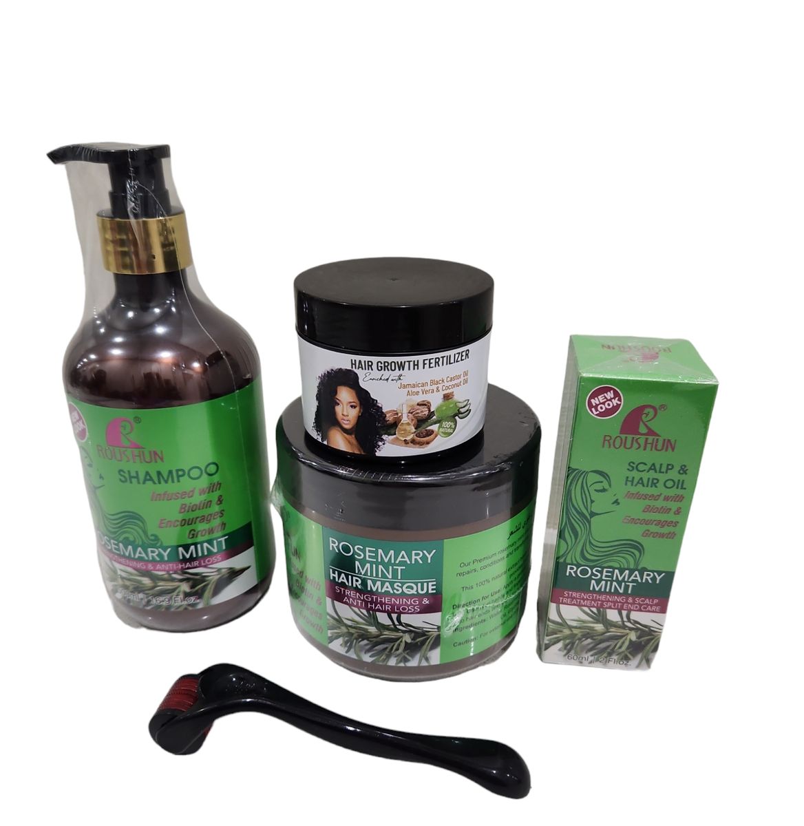 Rosemary Hair Treatment Set- Shampoo, Mask, Oil, Derma Roller & Fertilizer