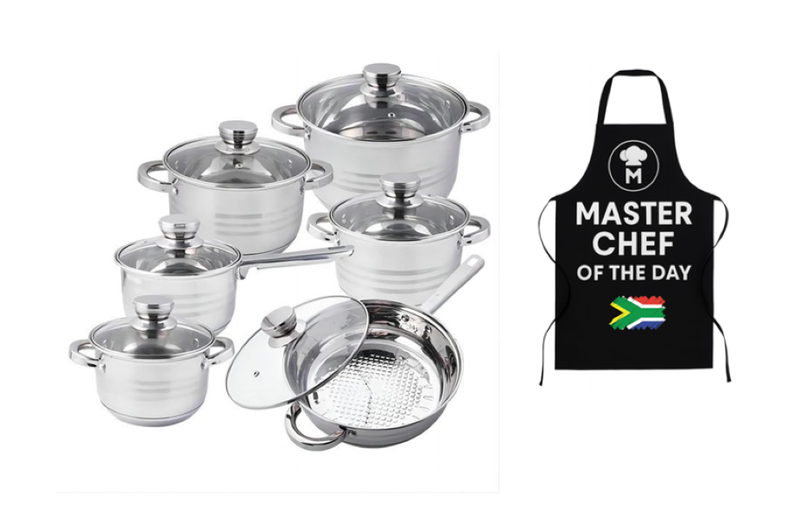 Hoffmans High Quality 12Pcs Stainless-Steel Cookware Pot Set with Apron