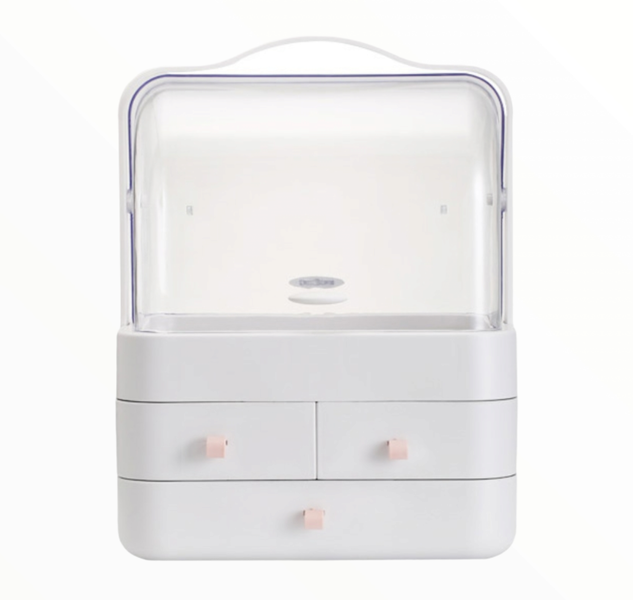 Dust-proof Portable Cosmetic Storage Box Makeup Organizer With Drawer