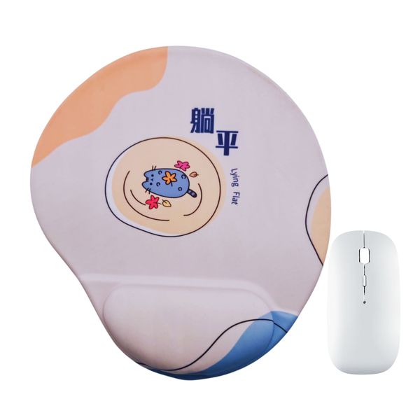LD Ergonomic Lying Flat Cat Mouse pad and Wireless Mouse