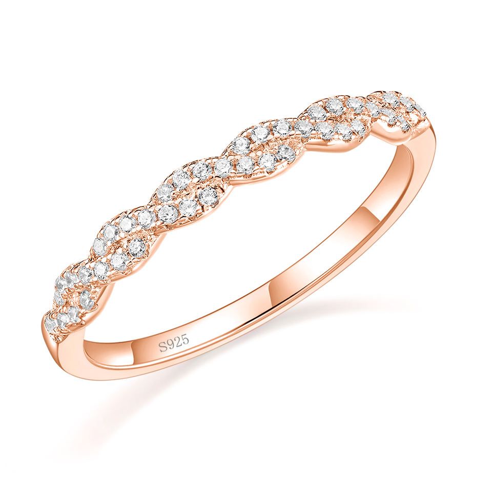 Ring Somen 925 Sterling Silver Twisted Rope Full Eternity Band - Rose ...