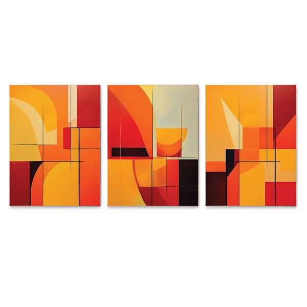 Cape Art Birch Block 3 Piece Collage Warm Geometry
