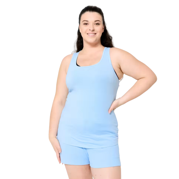 Domyos Decathlon Women's Slim Crew Neck Fitness Tank Top - Flake Blue
