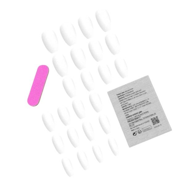24 Piece - Coffin-Shaped Press-On Nails - White