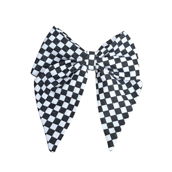 Black and White Checkered Bow Hair Clip