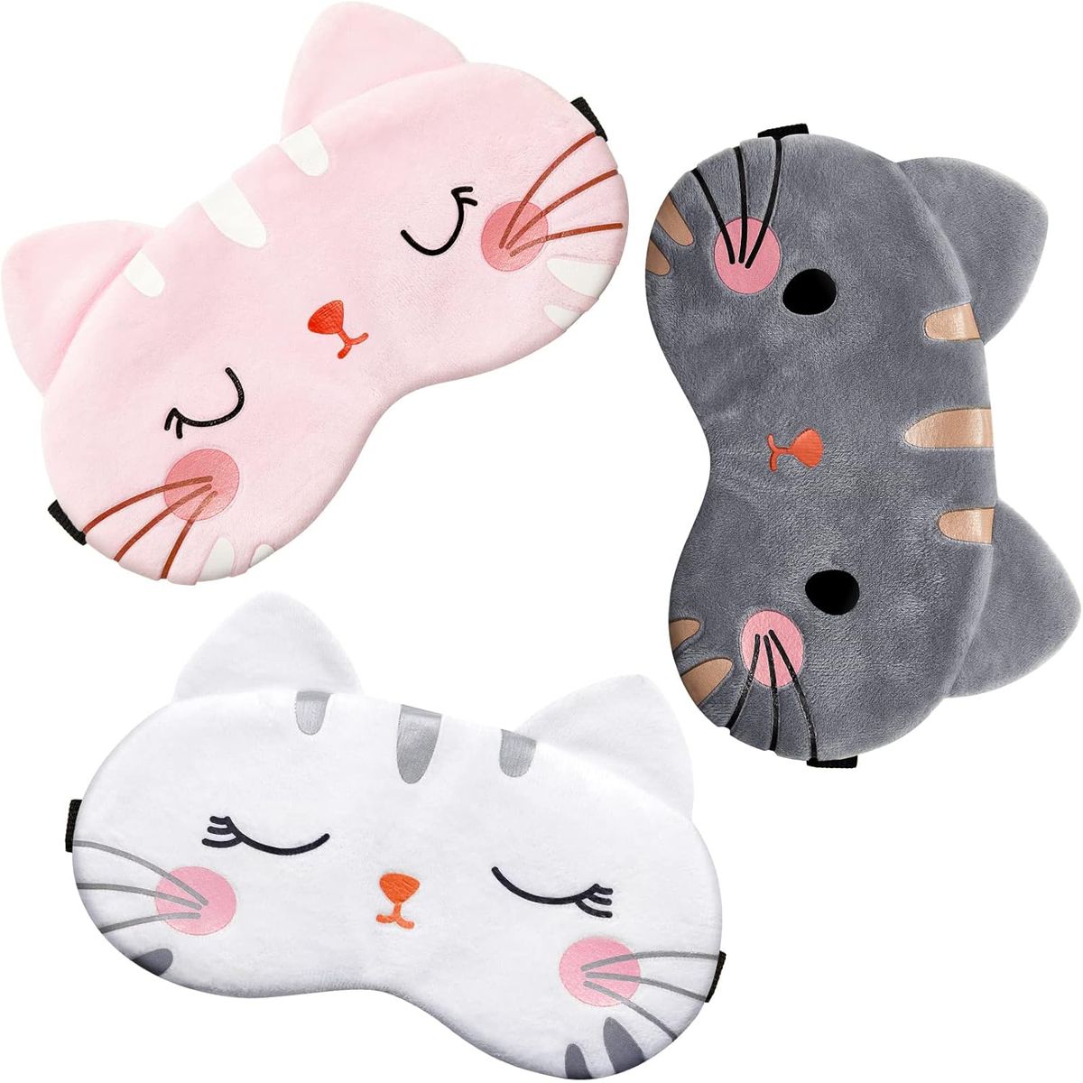 Cartoon Cute Eye Mask, Funny Animal Cat Sleeping Mask - 3 Pieces