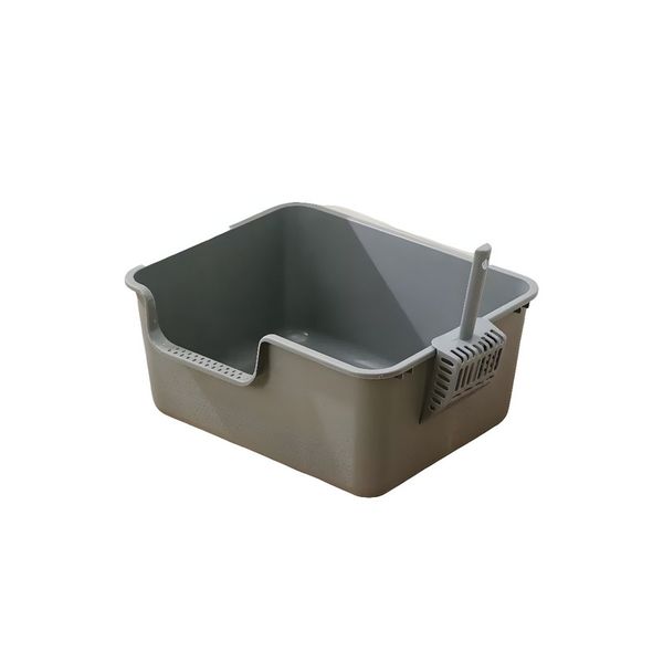MEshine Large Open Cat Litter box With Litter Scoop-Gray
