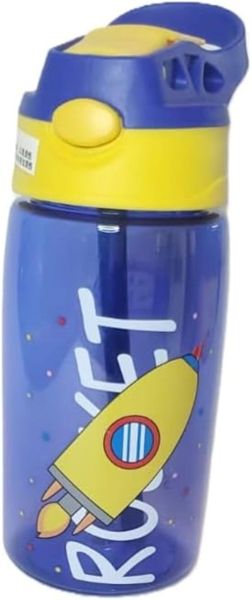 Kids Water Bottle Cartoon With Straw - 480ml