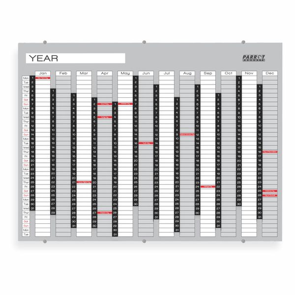 Parrot Products Glass Year Planner - Non-Magnetic 1200 × 900mm