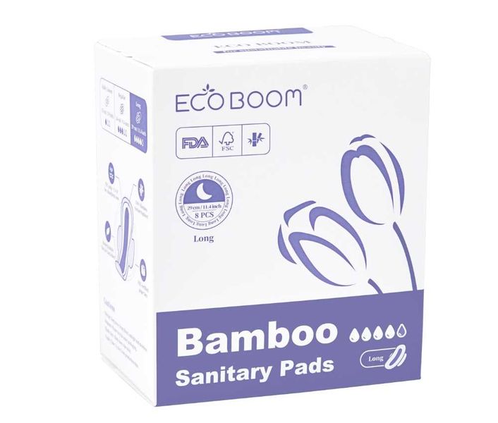 Eco Boom - 16 Bamboo Sanitary Pads - Long - Night - Biodegradable