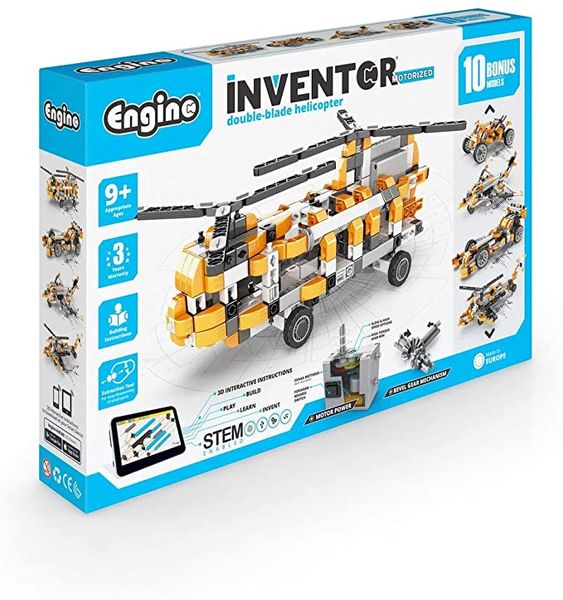 Engino Inventor Motorized Double-Blade Helicopter Construction Toy Set