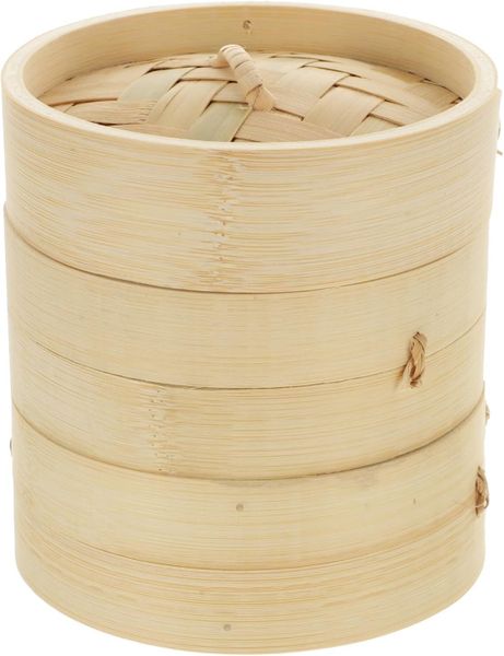 Steamer Basket Set with Lid, 13cm Two-tier round Dim Sum and Dumpling Food