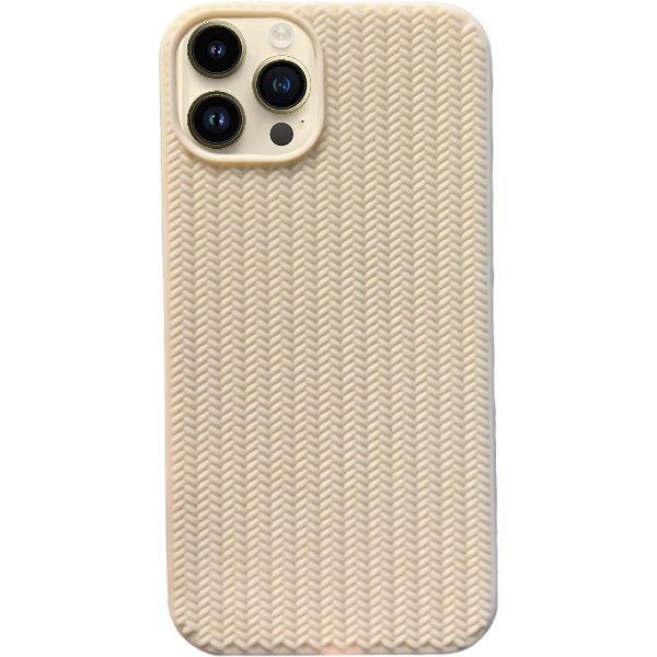 High Quality Weave Pattern Phone Case compatible with iPhone 15 Pro Max - Beige