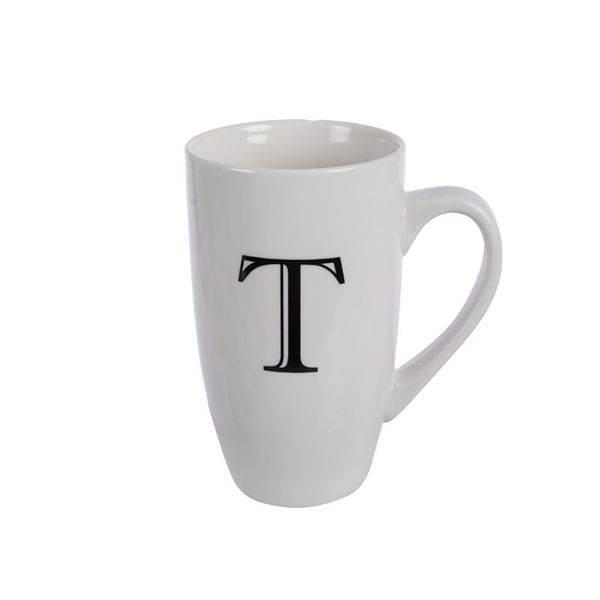 Mug - Household Accessories - Ceramic - Letter T Design - White - 5 Pack