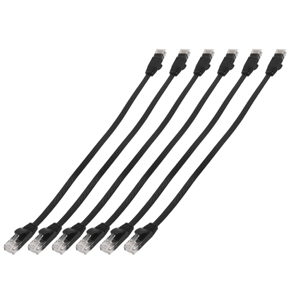 6 Pcs 1 Ft Flat Internet Network Cable With Snagless Rj45 Connectors